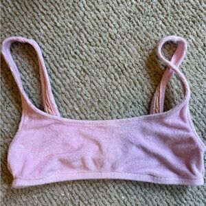J. Crew Pink French Terry Cloth Scoop Bikini Top M